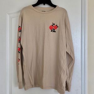 Skater Tan Long Sleeve Graphic Rose T-Shirt